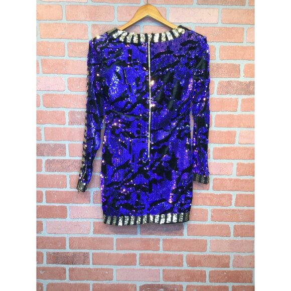 House Of Jade Sky Sequin Mini Dress Size 8 Sequined Party Cocktail Event Glam - Picture 5 of 9